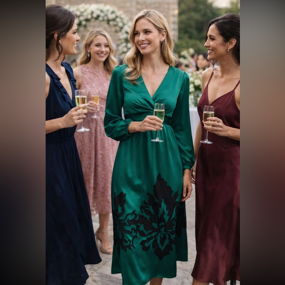 Anthropologie NWT Nikasha
(NWT
Embroidered Satin Dress Size S.